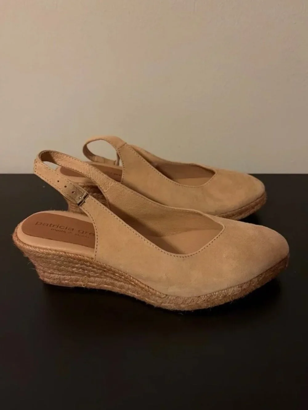 Patricia Green Poppy Slingback Espadrille Wedge Size 10 Beige